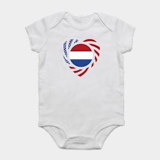 Dutch American Multinational Patriot Flag Series (Heart) Baby Bodysuit